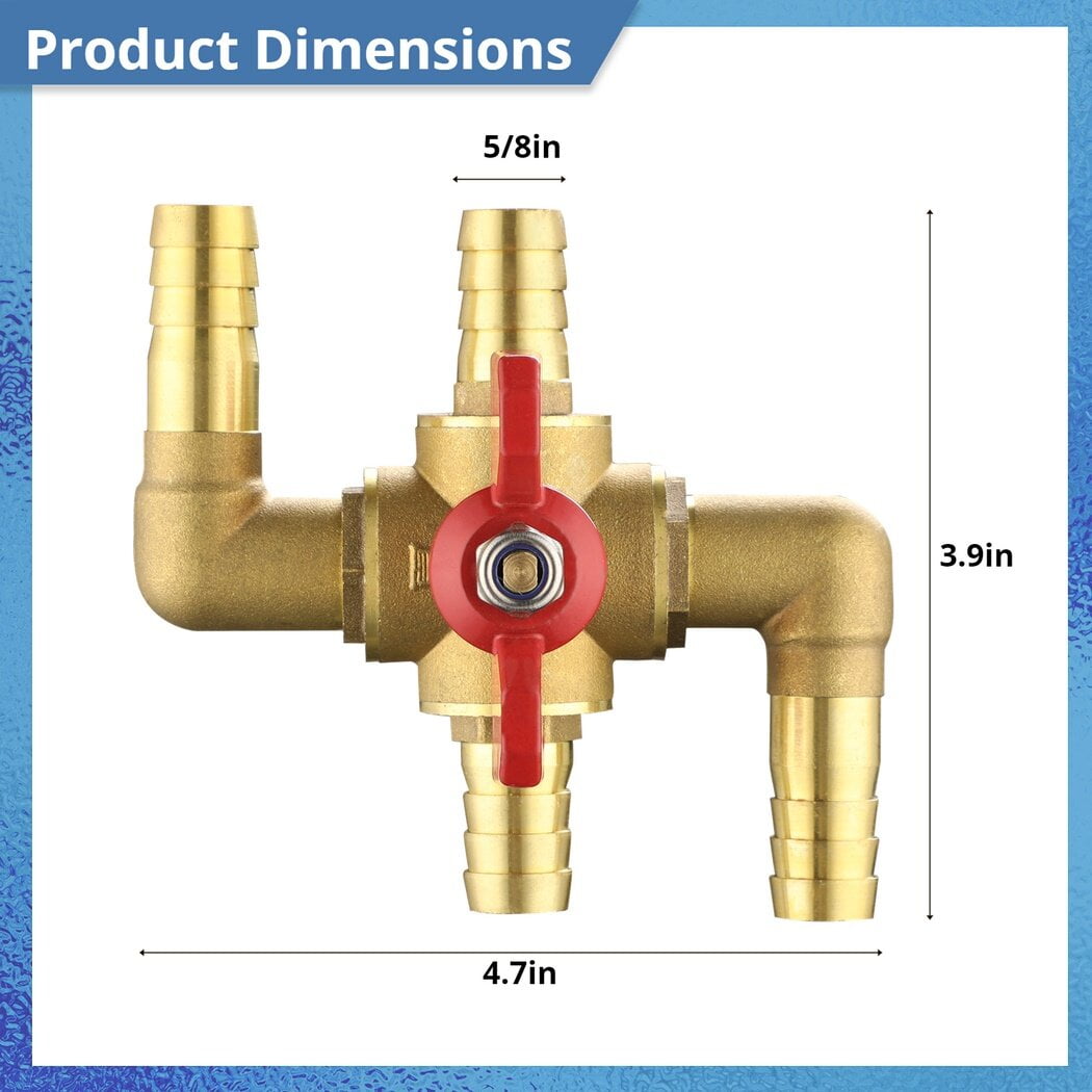4-Way Automobile Heating Water Valve, 5/8in Heater Core Bypass, Brass Automotive Integrated Manual Control Valve