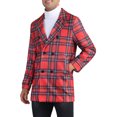 thumbnail image 4 of INSPIRE CHIC Plaid Overcoat for Men's Notch Collar Single Breasted Checked Winter Trench Coat S Red, 4 of 6