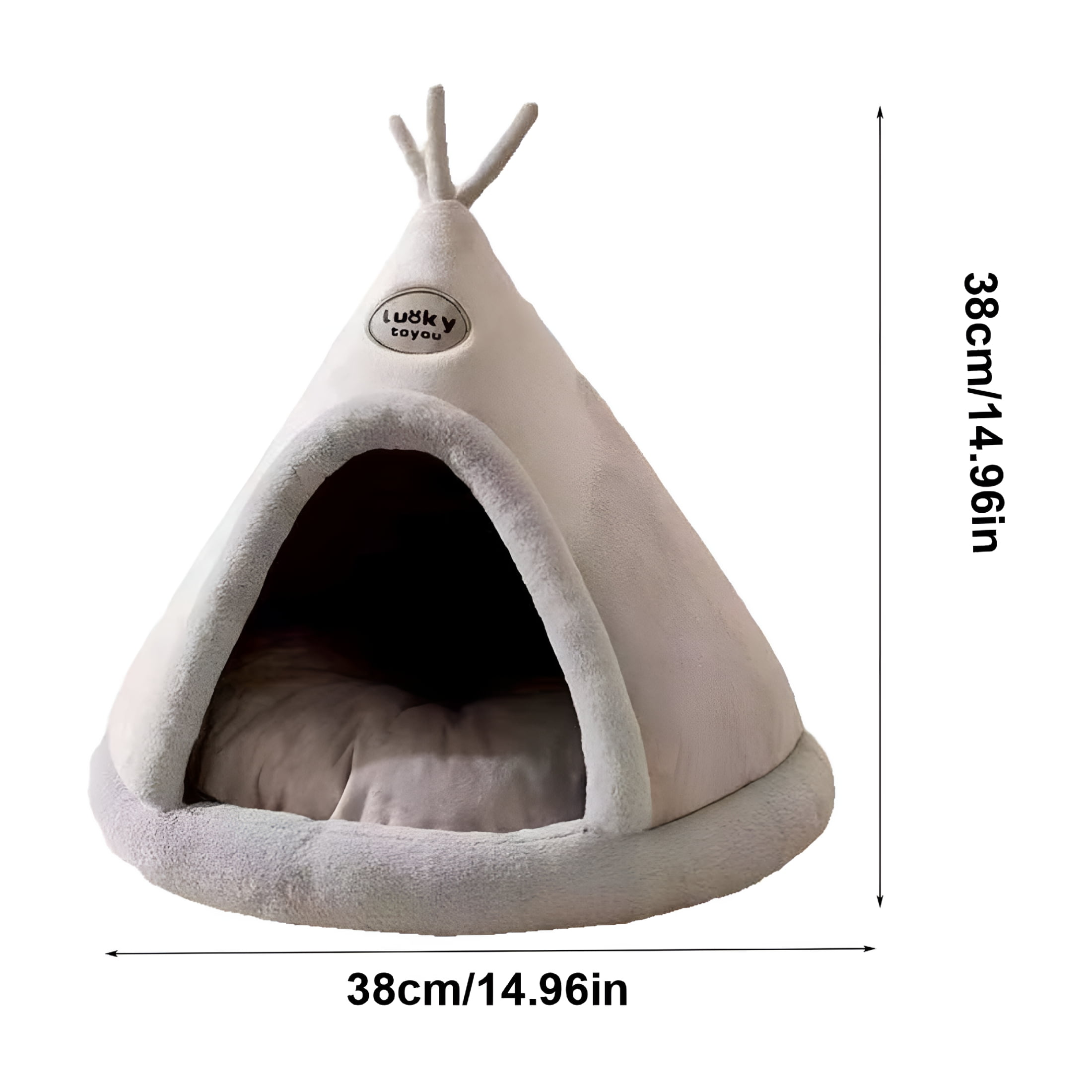 LAMIRO Cozy Teepee Bed for Small Dog Self Warming Cat Bed Small Cat Bed,15"