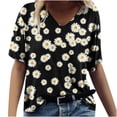 thumbnail image 2 of ICHUANYI Clearance Women's Fashion Printing Casual V-neck Short Sleeve Loose T-shirt Tops(White, XL) ICHUANYI WER2023081114742, 2 of 4