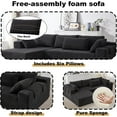 thumbnail image 4 of 108" L Shaped Chenille Modular Sectional Couches with Pillows, 4 Seater Oversized Upholstered Cloud Sofa for Living Room Apartment, Free Combination, Black, Left Chaise, 4 of 8