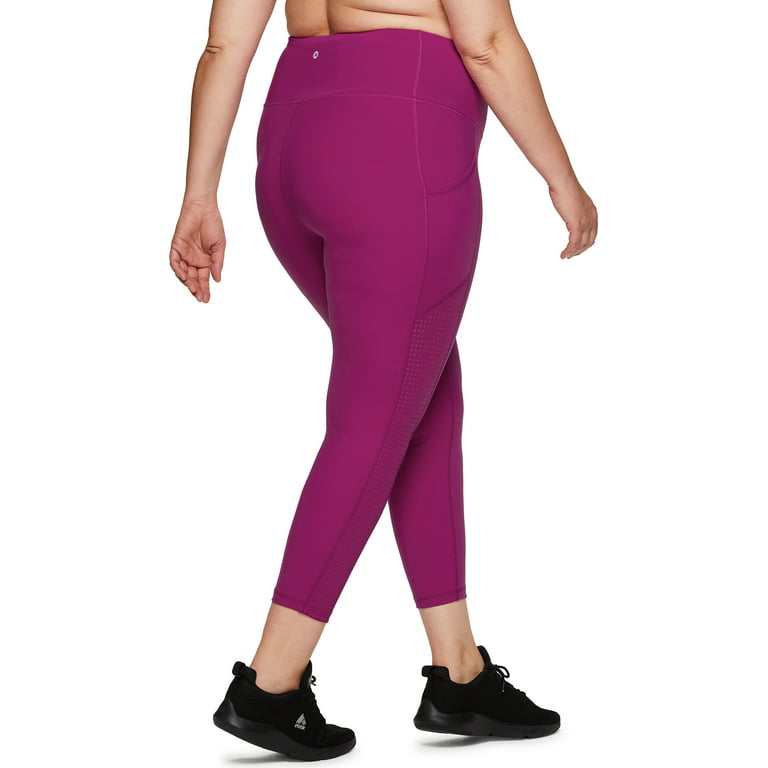 RBX Active Women's Fashion Plus Size Squat Proof Perforated Workout Yoga  Ankle 7/8 Legging with Pockets S20 Dark Pink 3X 