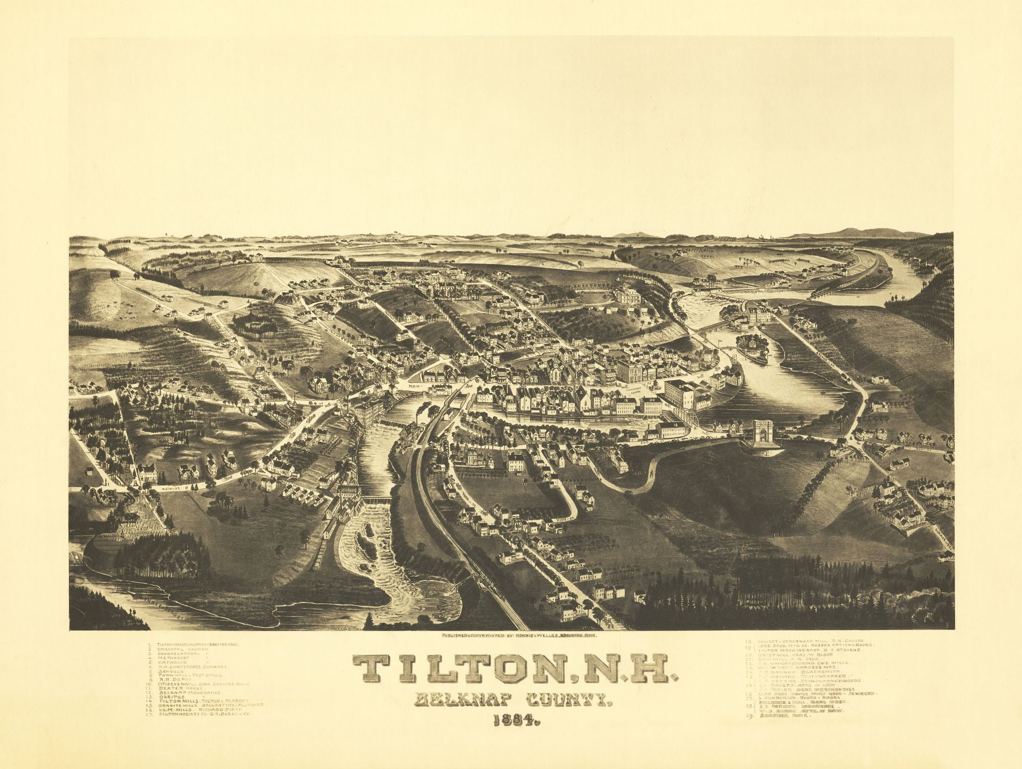 Tilton New Hampshire Norris 1884 23.00 x 30.57 Matte Canvas