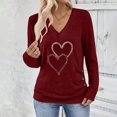 thumbnail image 4 of Fznquz Graphic Womens Blouses for Work Red V Neck Shirts Casual Loose Love Heart Long Sleeve Womens Tee Shirts,XXL, 4 of 8