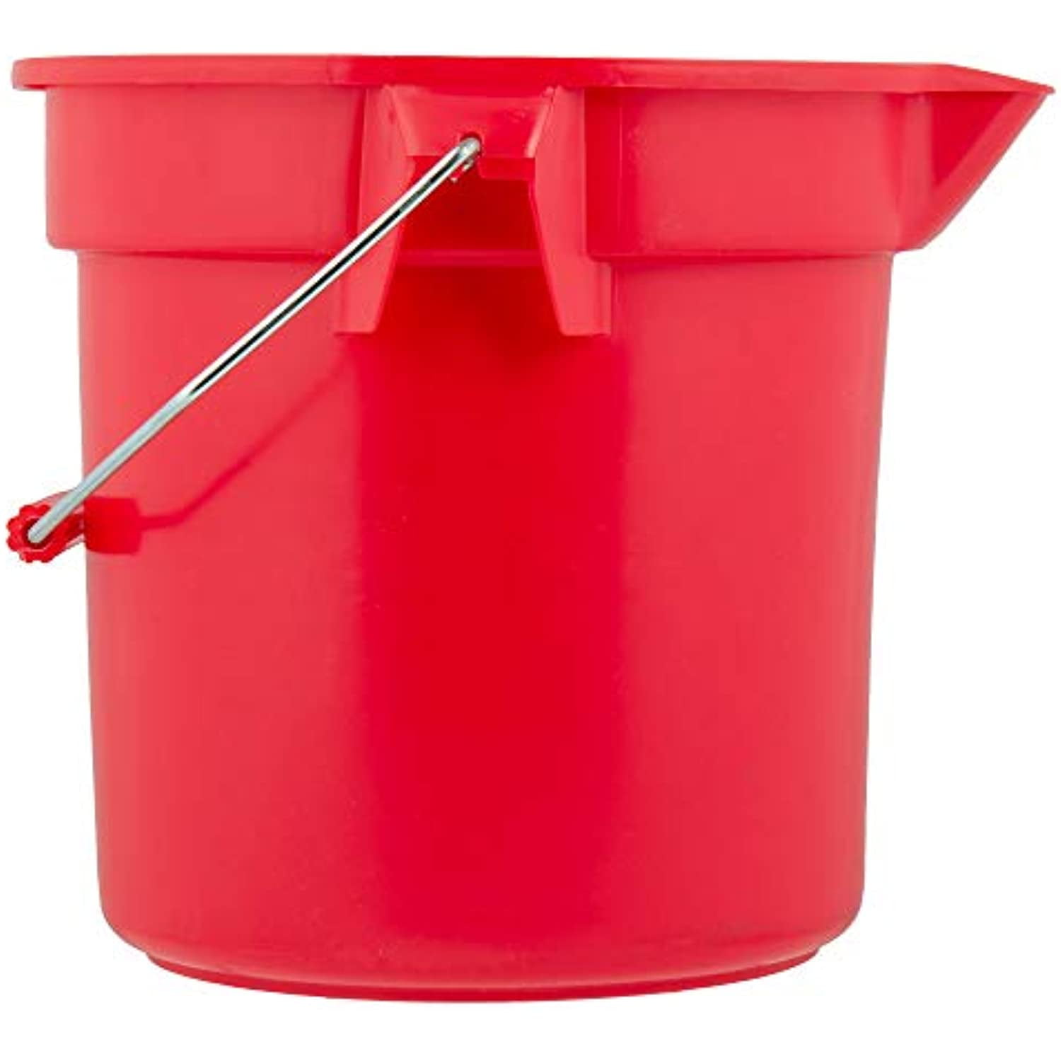 RW Clean 3 qt Square Red Plastic Sanitizing Bucket - with Stainless Steel Handle - 7 inch x 6 3/4 inch x 6 inch - 1 Count Box