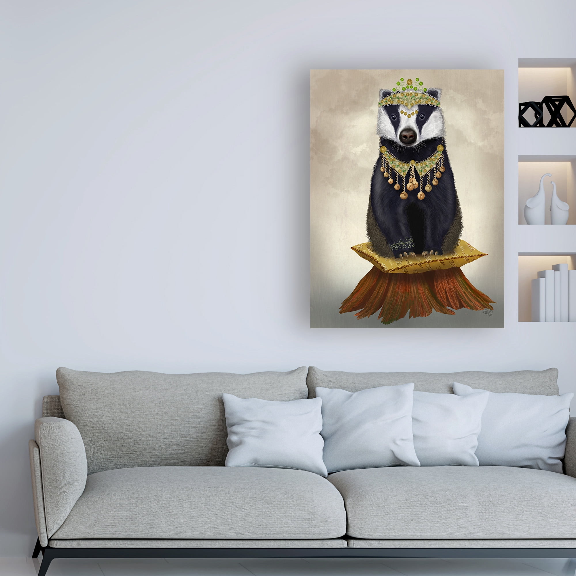 Trademark Fine Art 'Badger with Tiara, Full' Canvas Art by Fab Funky
