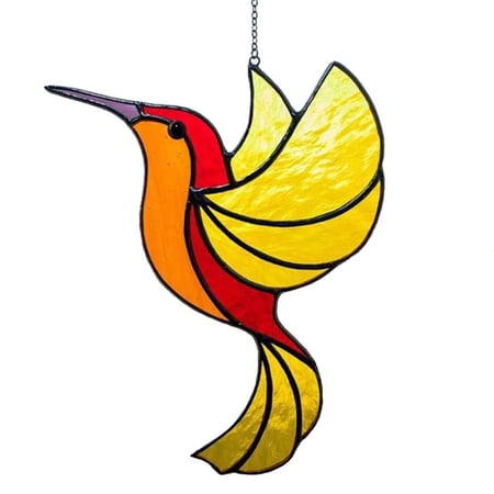 Creative Crafts Gift Indoor Outdoor Courtyard Decoration Hanging Ornament Hanging Pendant Hummingbird Wind Chime Handmade YELLOW
