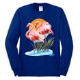 thumbnail image 2 of Wild Bobby, Flamingo Love Print, Animal Lover, Men Long Sleeve Shirt, Royal, Medium, 2 of 4