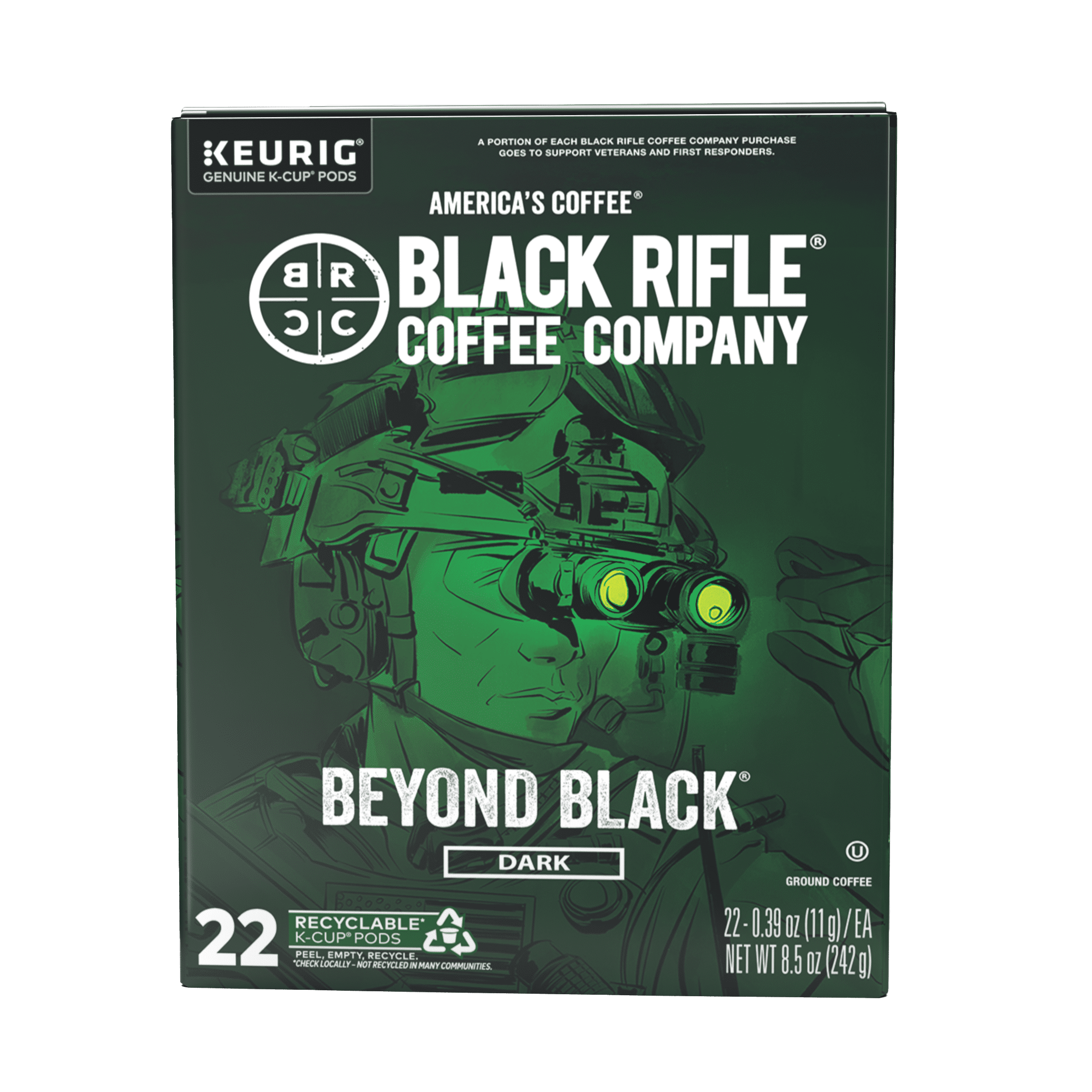 (4 pack) Black Rifle Coffee Company Beyond Black Coffee K-Cups, 88/Carton