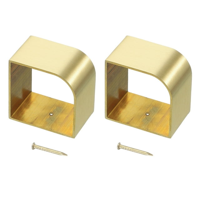Uxcell 2 Pcs Cubierta de Pata de Mueble de Latón, 1.65 x 1.77 x 1.18 Pulgadas, Cubiertas de Pata en Forma de U Doradas para Proteger el Suelo de Sillas, Mesas, Sofás, Camas