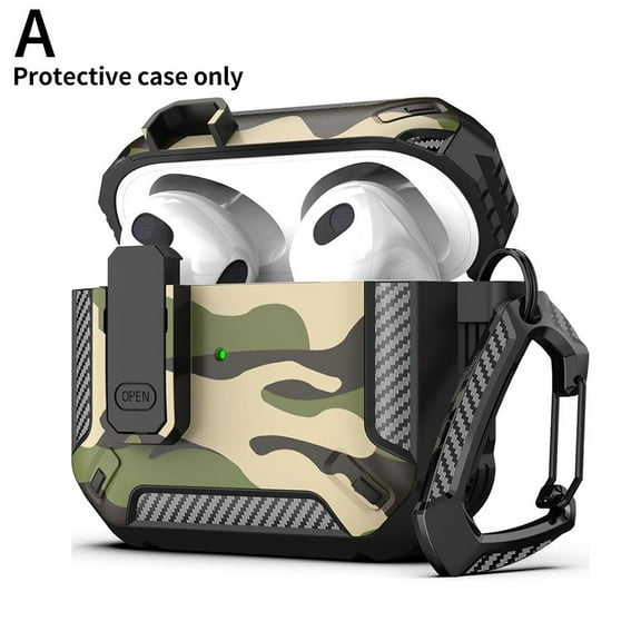 Headphone Case for AirPods 4rd Generation Case Cover, Military Hard Shell Protective Armor with Lock, Camouflage Starry Sky Carbon Fiber Pattern Headphone Protective Cover