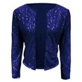 thumbnail image 4 of Unir Loose Fit Short Sequin Stand Collar Jacket, Glitter Open Front Party Outer Coat, Lightweight Evening Layering Garment, 1 Piece Outfit, S-XXL Plus Size Friendly, 4 of 5