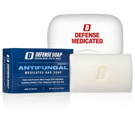 Medicated Antifungal - Defense Antifungal Medicated Bar Soap | FDA Approved Treatment for Athlete's Foot Fungus and Intensive Treatment for Fungal Infections of The Skin (One Bar with Snap-Tight Case)