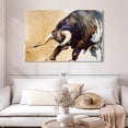 thumbnail image 2 of Elephant Stock Raging Bull Wall Art - Horizontal Canvas Wall Art - Living Room Wall Decor - Animal Canvas - Black And Brown Decor - 48" x 32", 2 of 8