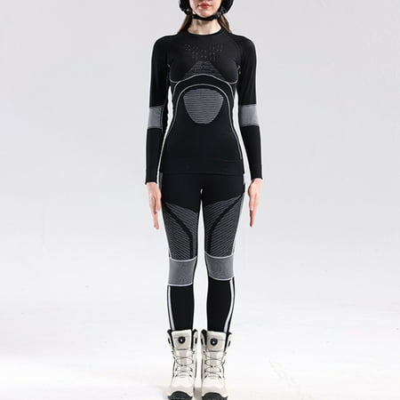 Heisall Women s Professional Thermal Ski Underwear Set – Long Sleeve Compression Base Layer Sweat-wicking Quick-dry Warm Suit for Cold Weather Sports