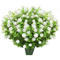 Morttic 10 Bundles Artificial Flowers, Outdoor UV Resistant Fake Flowers Plastic Greenery Shrubs Plants for DIY Floral Arrangement, Hanging Pots, Home Garden Decor (White)