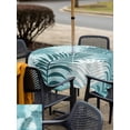 thumbnail image 5 of Outdoor Tablecloth with Umbrella Hole for Patio/Picnic/Party/Camping, Teal Palm Leaves Waterproof Table Cloth Square Cover Washable, Summer Botanical Tropical Leaf (54"x 54"), 5 of 9