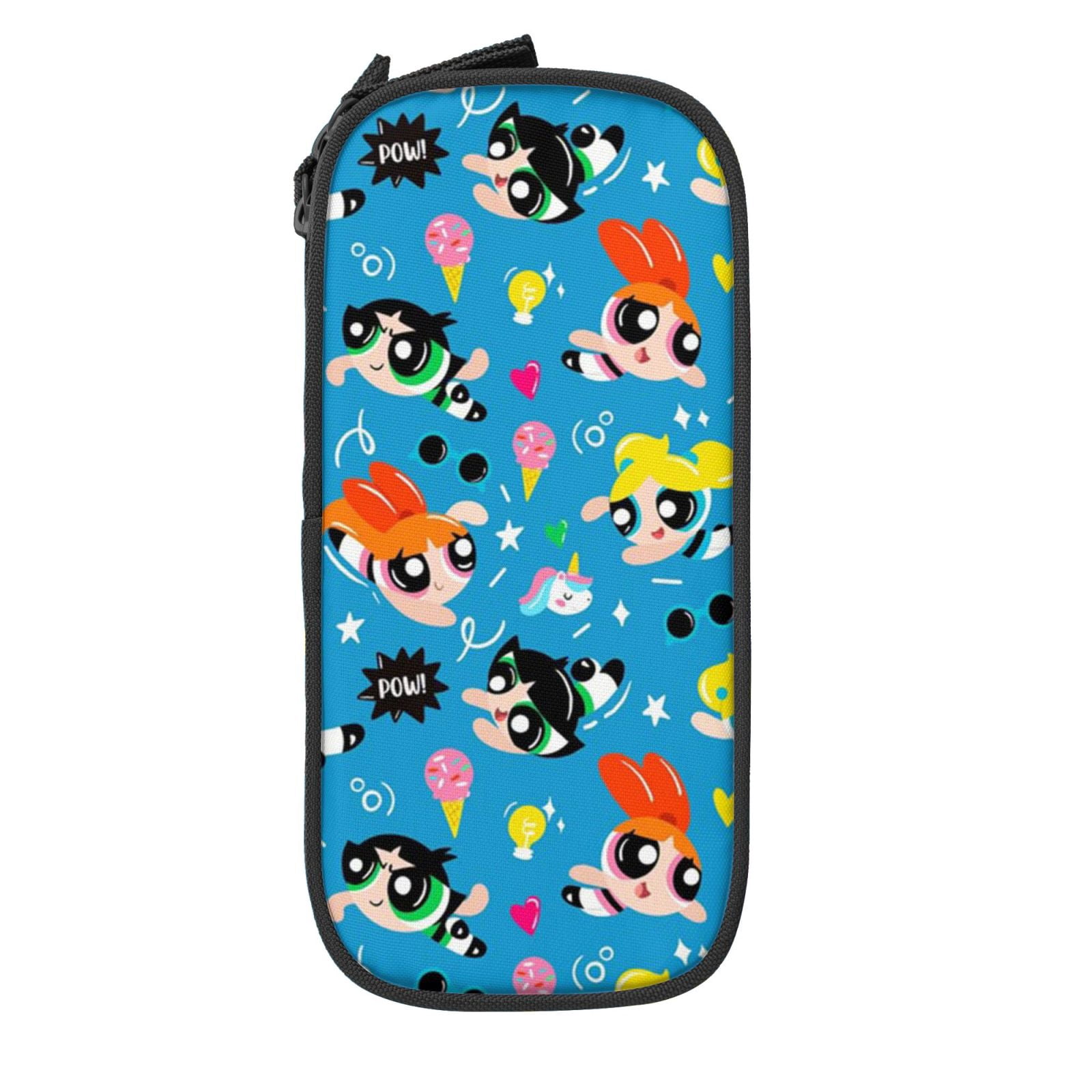 The Powerpuff Gi-rls Pencil Case Large Capacity Pencil Pouch Pen Bag Office Stationery Organizer Travel Makeup Bag Black