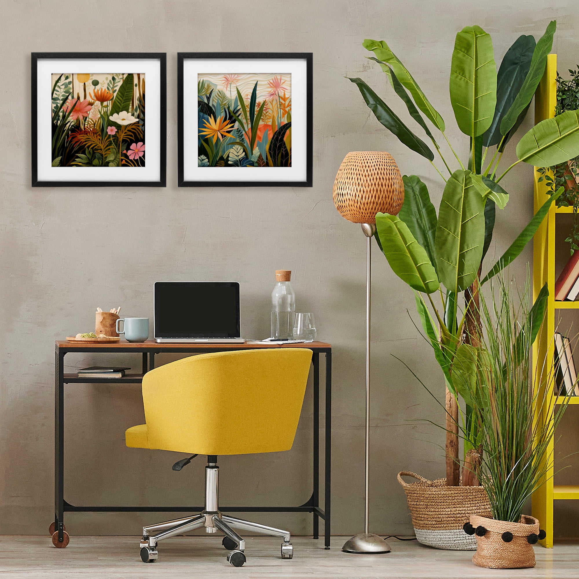 Stupell Industries Botanical Embrace Blooms 2 Piece Black Framed Print Under Glass Set, design by Lazar Studio
