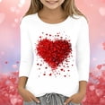 thumbnail image 2 of EnJoCho Valentines Day Tops for Girls Novelty Heart Graphic T Shirts 3/4 Sleeve Spring Tee Crew Neck Cute Blouses Youth Wear Clothing Apparel, 2 of 4