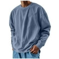 thumbnail image 1 of T-shirt à Manches Longues pour Hommes Col Rond Automne Décontracté Hiver Basique Surdimensionné Chandail en Molleton Lavé Col Rond avec Poche, 1 of 5