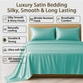 thumbnail image 4 of Amay Luxury Satin Silk Bed Sheet Set - 4 Piece Bedding Set with Fitted Sheet, Flat Sheet & 2 Pillowcases - Ultra Soft, Smooth, Wrinkle Resistant ( Full, Aqua ), 4 of 6