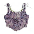 thumbnail image 3 of Vintage Floral Corset Tops for Women Tie Shoulder Renaissance Lace Up Bustiers Overbust Shaper Tank Corsets Purple, XXXL, 3 of 7