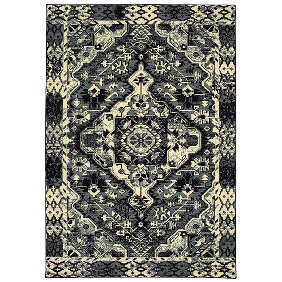 Sphinx Luna Area Rug 5603K Black Medallion Scrolls 9' 10" x 12' 10" Rectangle