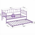 thumbnail image 6 of Juiluna Metal Twin Daybed with Trundle Bed, Twin Size Day Bed with Pullout Trundle and Headboard, Metal Sofa Bed Frame with Steel Slat Support for Living Room, Bedroom, No Box Spring Needed, 6 of 8