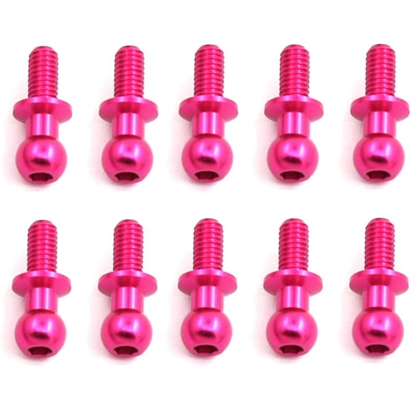 10Pcs M3 Tornillos de Cabeza EsféRica Hexagonal de Metal para Tt01 Tt02 D5 1/10 Rc Drift Car Repuestos Universal, Rosa