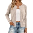 thumbnail image 2 of GILIGEGE Lightweight Cardigan Sweaters for Women 2026,Crew Neck Soft Knit Button-Down,Classic Fit Open-Front Layering Piece for Fall,Winter & Office Wear,fall fashion must haves Beige A, 2 of 5