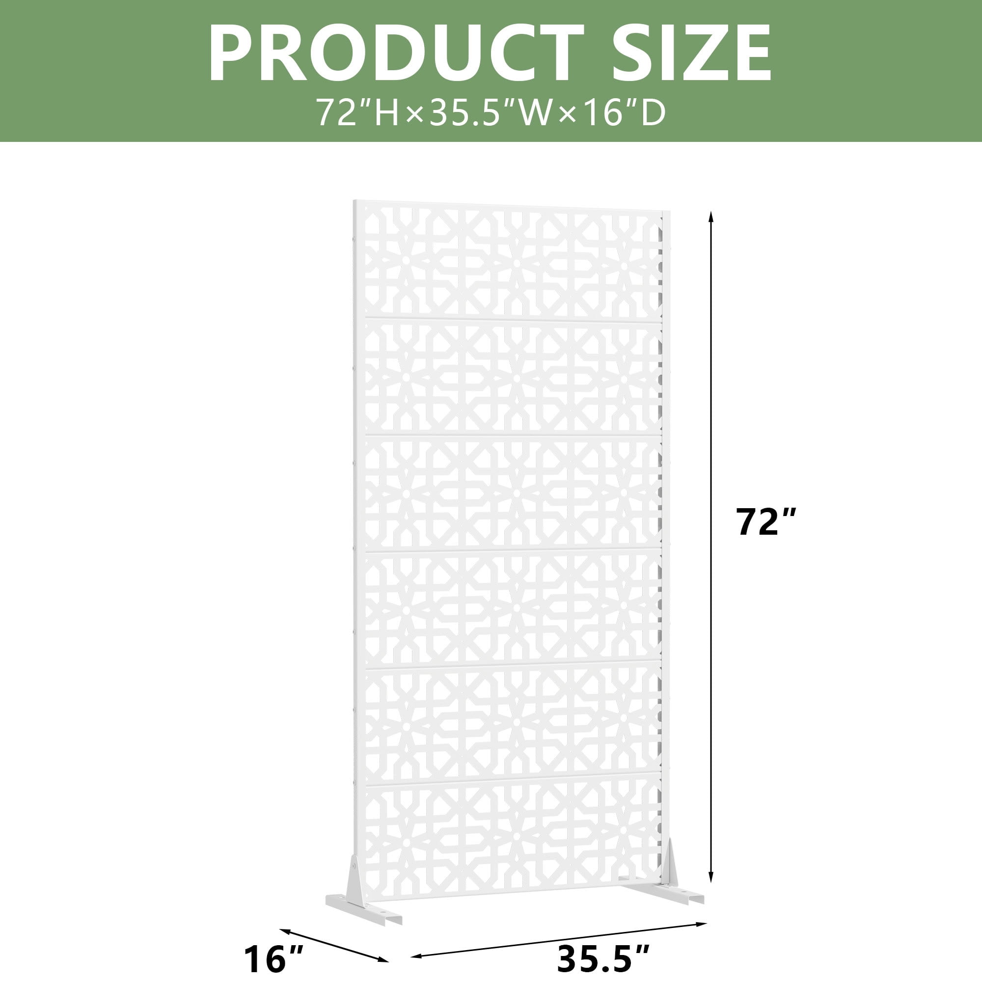 MAYEERTY 72*35in Outdoor Privacy Screen, Metal Privacy Panel, Privacy Divider for Patio, Balcony, Backyard, Garden
