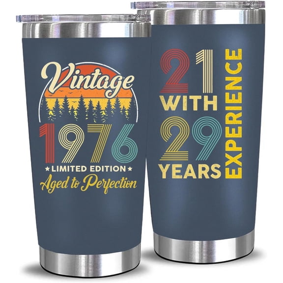 50th Birthday Gifts For Men Women - 1976 50th Birthday Decorations Ideas for Him Present For Man Turning 50 Year Old Gifts For Dad, Husband, Friends - 20 Oz Stainless Steel Mug Tumbler (Navy-197604)