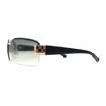 thumbnail image 4 of Old School Rimless Narrow Rectangle 90s Designer Shade Sunglasses Gold Green, 4 of 4