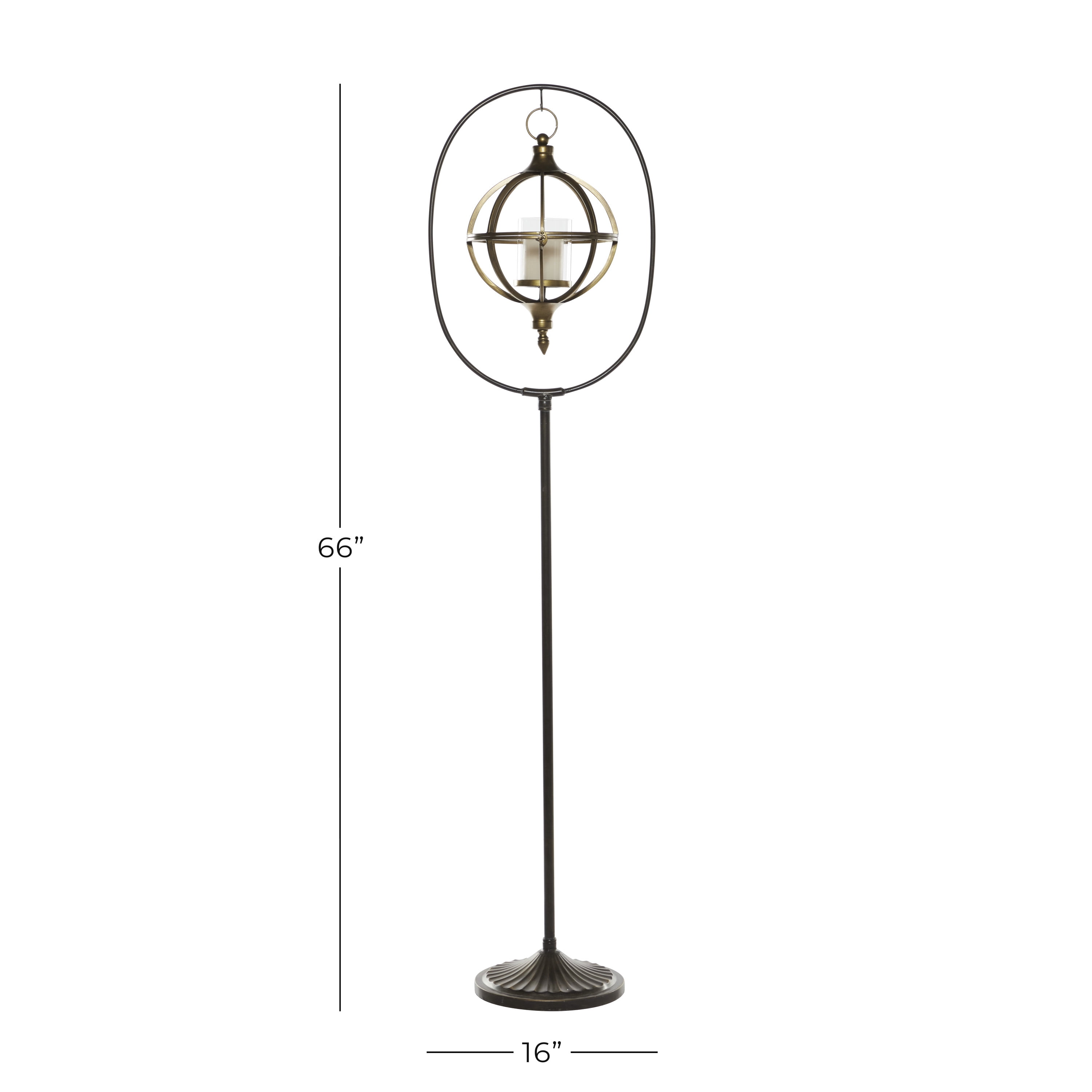 DecMode 16"W, 66"H Metal Candle Lantern, Bronze, 1 - Piece