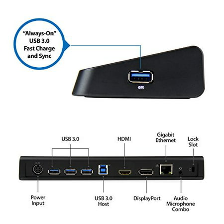 StarTech.com 4K Docking Station for Laptops - Dual-Video Capable - DP and HDMI - USB 3.0 - 4K Ultra HD Universal Laptop