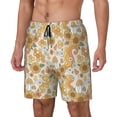 thumbnail image 2 of Uemuo Retro 70s 60s Flower Pattern Mens Swim Trunks Quick Dry Board Shorts with Mesh Lining, Stretch Beach Shorts Quick Dry No-Chafing Board Shorts-Small, 2 of 9