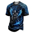 thumbnail image 3 of KLHDSF Mens Fashion Crewneck Short Sleeve T-Shirt Casual Polyester Halloween Grim Reaper Print Top Blue XXXL, 3 of 6