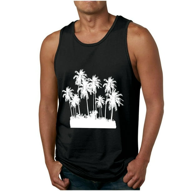 Camisetas de Tanque de los Hombres Tanque de los Hombres Incolor Gradiente de Impresión Cuello Redondo Correa Delgada Fuga Atrás Regular Casual Deportes Blusas de Tanque