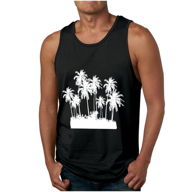 Camisetas de Tanque de los Hombres Tanque de los Hombres Incolor Gradiente de Impresión Cuello Redondo Correa Delgada Fuga Atrás Regular Casual Deportes Blusas de Tanque