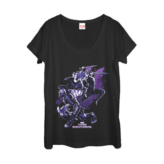 Women's Marvel Thor: Ragnarok Hulk Fight  Scoop Neck Black Large
