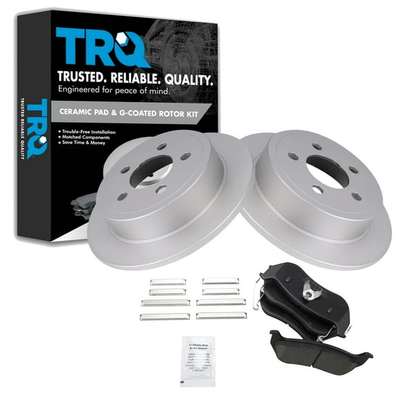 TRQ Ceramic Rear Brake Pad & Coated Rotor Kit for Jeep Liberty Wrangler BKA23943 Fits select: 2003-2006 JEEP WRANGLER / TJ