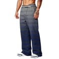 thumbnail image 4 of LTTVQM Men's Striped Wide Leg Pants Outdoor Horizontal Stripe Relaxed Fit Adjustable Drawstring Waist Casual Athletic Full Length Trousers Blue XL, 4 of 7