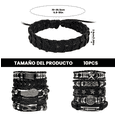 thumbnail image 2 of 10pzs Pulseras Para Hombre De Cuero Piel Brazalete Regalo Xtellar negro, 2 of 4