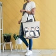 thumbnail image 4 of FORMRS Womens Canvas Tote Bag with Zipper Inner Pocket Shoulder Handbag, Cute Puffin, 4 of 7