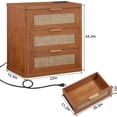 thumbnail image 2 of Leyaoyao 23" Rattan Nightstand with Charging Station, Adult 3-Drawer Boho Bedside Table, Tea Brown Storage Cabinet for Bedroom, Living Room, Hallway, 2 of 8