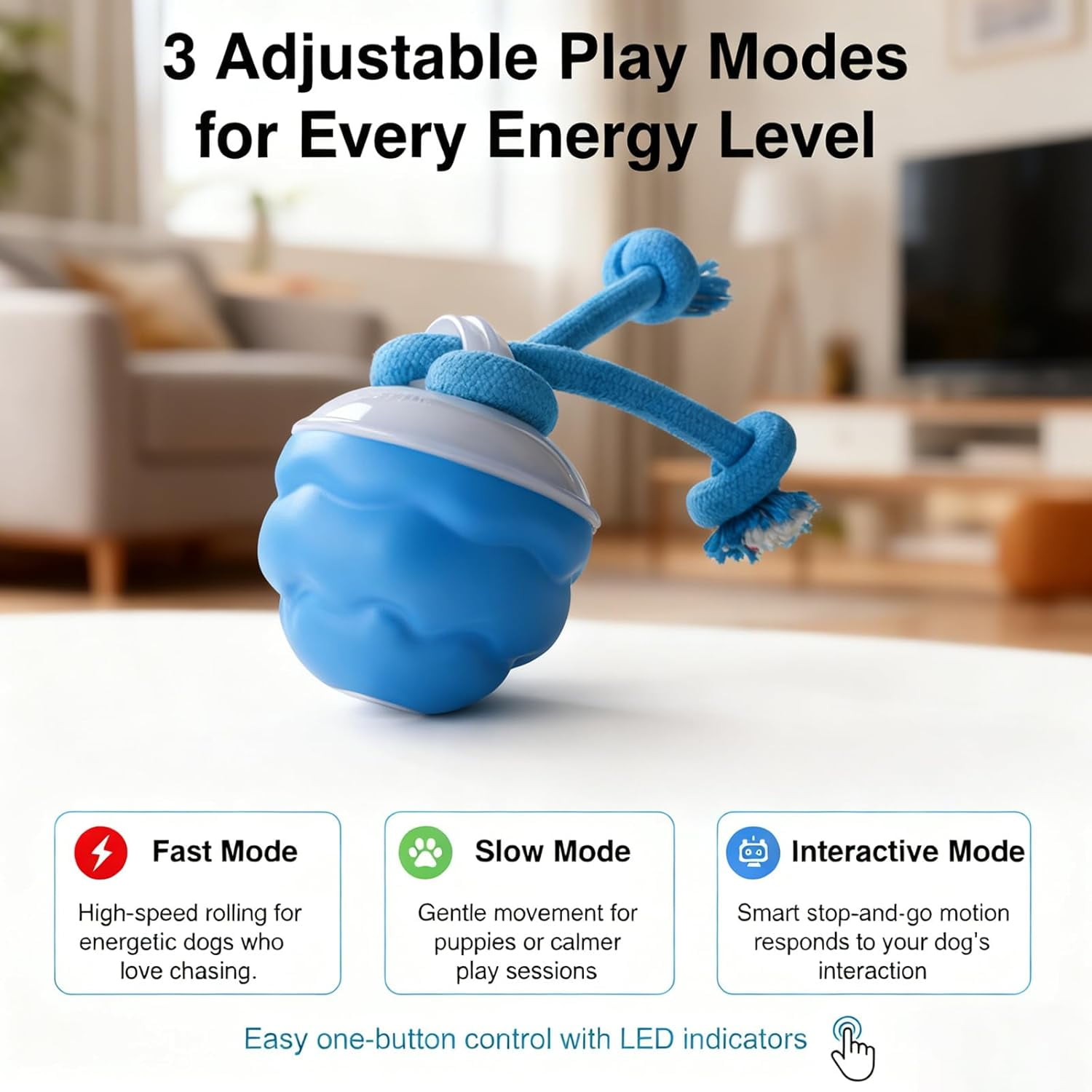 Interactive Motion Activated Rolling Dog Ball, Automatic Moving Dogs Toy for Boredom Stimulating, 2026 Upgraded USB Rechargeable Self Play Ball