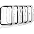 thumbnail image 1 of 5 Piezas Funda con Protector Pantalla Compatible con Apple Watch Series 11/Series 10 42mm, PC Carcasa HD Cristal Templado Protector Ultra-Thin Anti-Rasguños, Claro, Negro, Verde, Plata, Rosa, 1 of 12