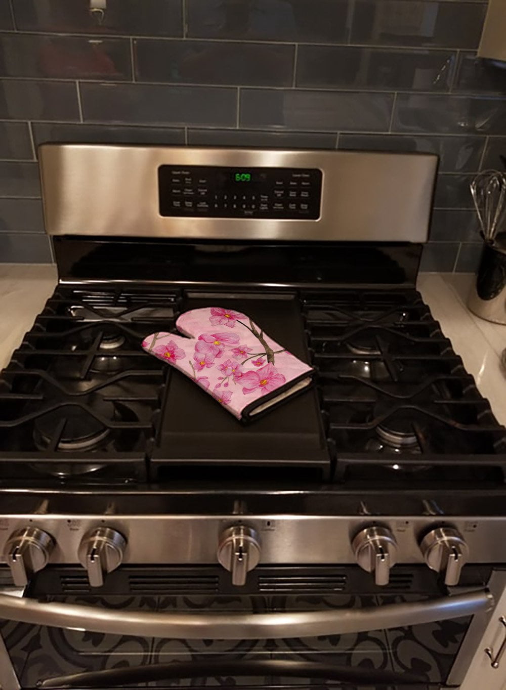 Caroline's Treasures Watercolor Pink Flowers Oven Mitt