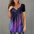 thumbnail image 1 of ICHUANYI Clearance Women Casual T-shirt Printed Short Sleeve Round Neck Pullover Blouse Tops(Purple, L) ICHUANYI WER2023080711006, 1 of 3